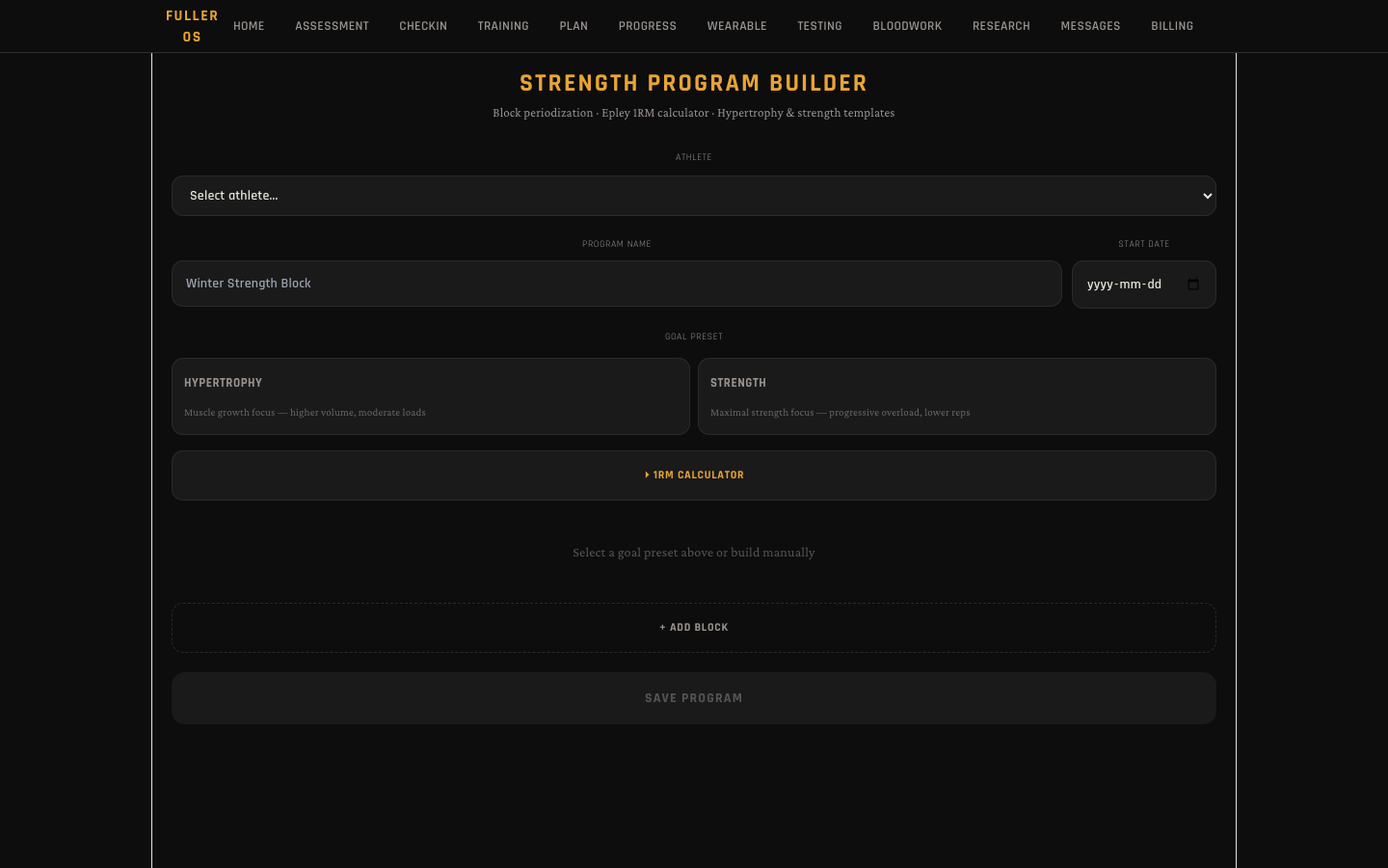 Strength Program Builder